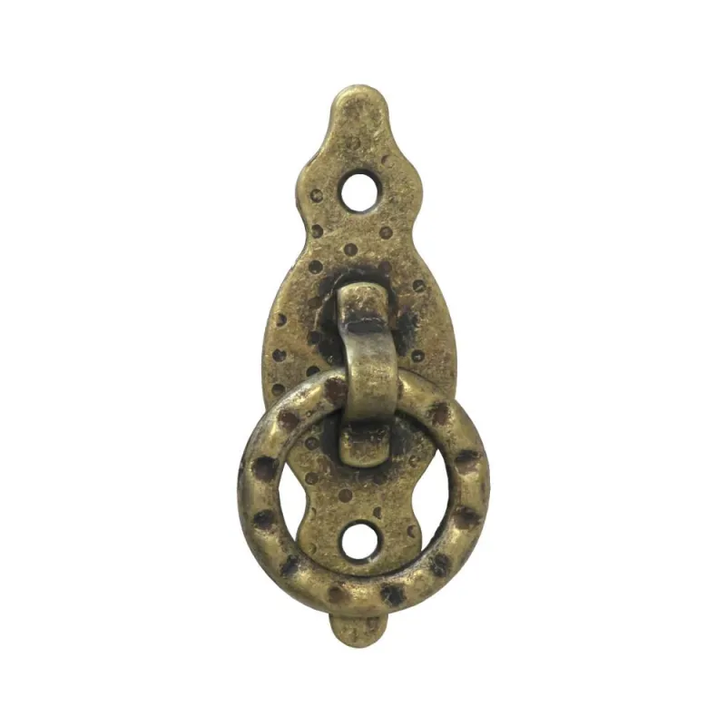 Uchwyt meblowy z kółkiem 80x30x1,5mm złoto antyczne pionowy mod.1001