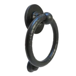 Kołatka drzwiowa Bull Ring czarna rustykalna 127mm okrągła