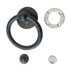 Kołatka drzwiowa Bull Ring czarna rustykalna 127mm okrągła