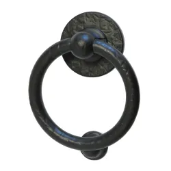 Kołatka drzwiowa Bull Ring czarna rustykalna 127mm okrągła