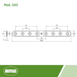 Łącznik płaski 206x20mm czarny mod.505 płytka do konstrukcji drewnianych
