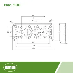 Łącznik płaski ciesielski 120x50mm INOX mod. 500