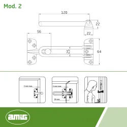 Łańcuch drzwiowy sztywny 120mm mosiądzowany połysk mod. 2