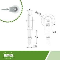 Bloczek do linek śruba M6-60mm plastikowe kółko 39mm mod.111