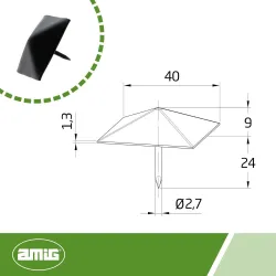 Ćwieki gwoździe ozdobne piramidki 40x40 czarne mod.2 DIS 4szt.
