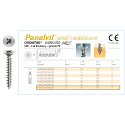 Wkręty chrocynk 2,5x30 łeb stożkowy PZ Panelvit 100szt.