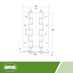 Zawias wahadłowy ze stali nierdzewnej INOX 180mm mod. 3033