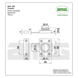Zasuwka 385-35 mosiądzowana display