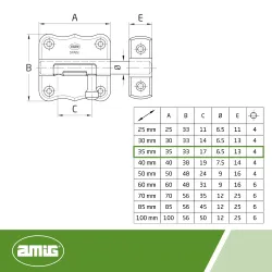 Zasuwka stalowa 35x33mm cynkowana mod. 384
