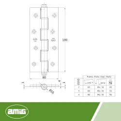 Zawias do drzwi sprężynowy 180x80mm aluminium brązowy mod. 3034