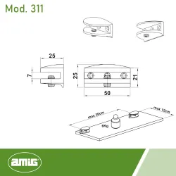 Podpórka półki szklanej 6mm złoty połysk mod.311