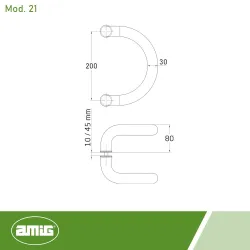 Pochwyt dwustronny odgięty 30x200mm INOX mod. 21