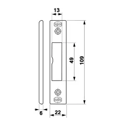 Zaczep kątowy 109x22x6mm nikiel satyna do zamka DELTA