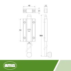 Zasuwa mosiężna 500mm złoto antyczne mod. 3700