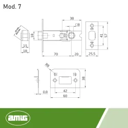 Zamek oszczędnościowy 70mm czarny mod.7 czoło 25x57mm