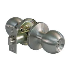 Gałka z zamkiem i wbudowaną blokadą do drzwi wejściowych INOX mod.610