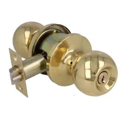 Gałka z zamkiem do drzwi wejściowych mod.610 mosiężna