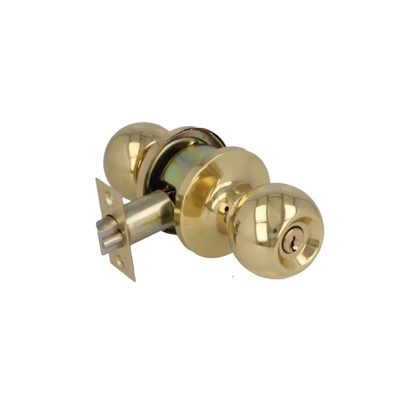 Gałka z zamkiem klucz-pokrętło mosiądzowana mod.610 wejściowa