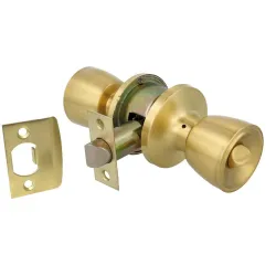 Gałka z zamkiem do łazienki mosiądz satyna mod. 602