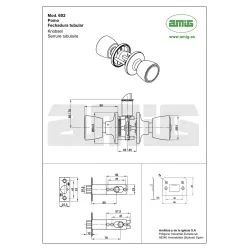 Gałka z zamkiem do łazienki mosiężna lakierowana mod. 602