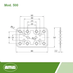 Łącznik płaski mod.500-80x50 żół.ocy