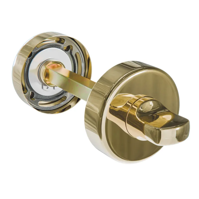 Szyld WC okrągły 37mm rozeta z pokrętłem mosiądz połysk mod.3