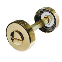 Szyld WC okrągły 37mm rozeta z pokrętłem mosiądz połysk mod.3