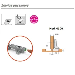 Zawias puszkowy bliźniaczy 35mm złoto antyczne CLIP mod. 4100