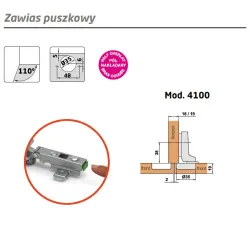 Zawias puszkowy bliźniaczy 35mm niklowany CLIP mod. 4100
