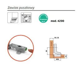 Zawias puszkowy wpuszczany 35mm złoto antyczne CLIP mod. 4200