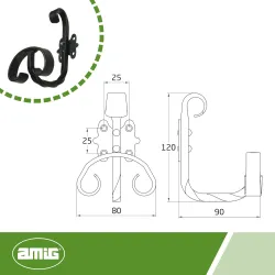 Wieszak ścienny rustykalny czarny 120x80mm mod. 101