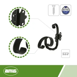 Wieszak ścienny rustykalny czarny 120x80mm mod. 101