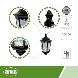 Lampa ogrodowa ścienna czarna kinkiet 440x250x120mm mod.5