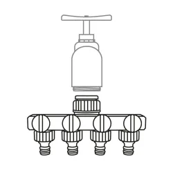 Rozdzielacz do kranu czwórnik, złącze z 4 zaworami mod. R06 ABS