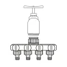 Rozdzielacz do kranu czwórnik, złącze z 4 zaworami mod. R06 ABS