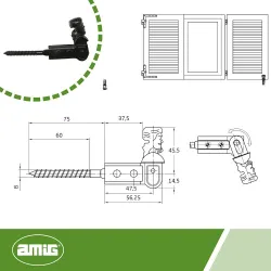 Zamknięcie okiennicy blokada ozdobna czarna twarz mod. 3