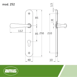 Klamka AMIG 252 wkładka 85 mosiądzowana