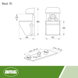Podpórka półki szklanej 20mm złoty połysk mod.51