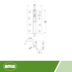 Zawias 1207-100 Prawy kwadrat. mosi