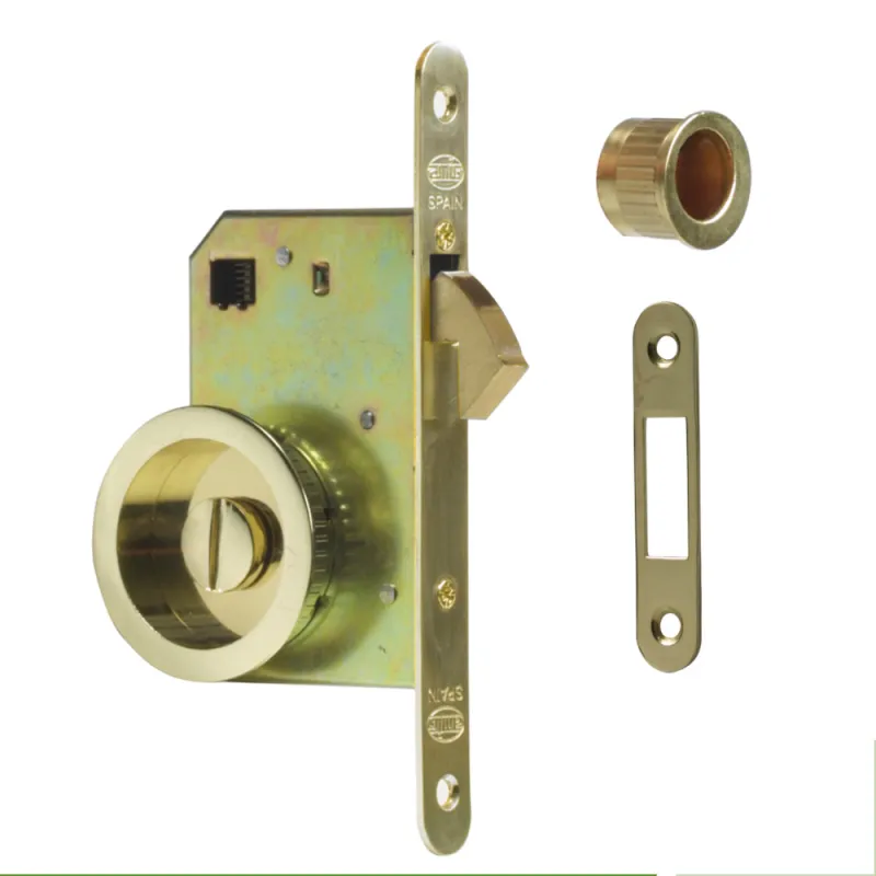 Zamek hakowy łazienkowy 50mm F16 mosiądzowany + rozety WC mod. 611