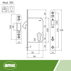 Zamek hakowy na wkładkę 50 F22 złoto antyczne mod. 501