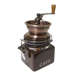 Młynek do kawy ręczny miedziany ceramika 8x8,5x18cm