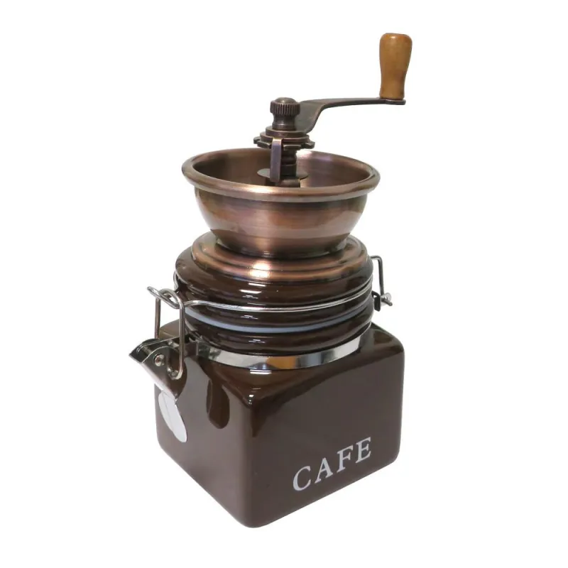 Młynek do kawy ręczny miedziany ceramika 8x8,5x18cm