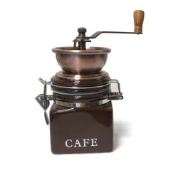 Młynek do kawy ręczny miedziany ceramika 8x8,5x18cm