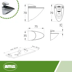 Podpórka do półki 1-25mm regulowana chromowana mod. 42 pelikan