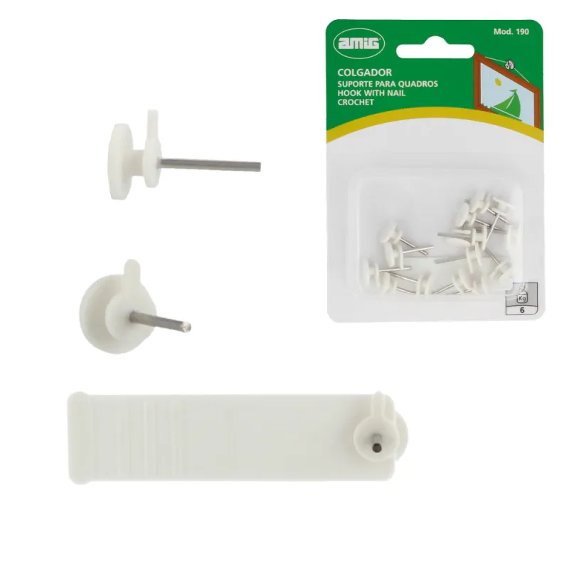 Wieszak Haczyk na obrazki wbijany biały 15 szt. mod. 190 DIS