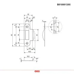 Zaczep 22x82x2mm najazd kątowy 8mm srebrny do zam. Mediana i Centro