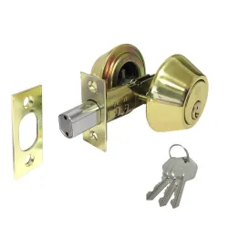 Zamek dodatkowy bolcowy + szyldy klucz-klucz mosiądzowany mod. 1550