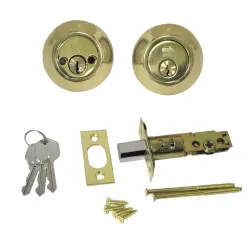 Zamek dodatkowy bolcowy + szyldy klucz-klucz mosiądzowany mod. 1550