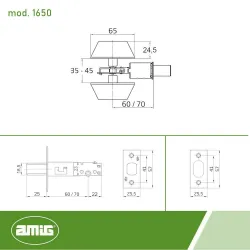 Zamek dodatkowy z szyldami klucz-klucz mosiądzowany mod. 1650 DIS
